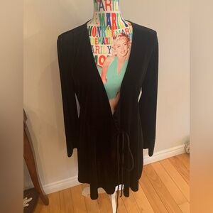 Zara Black Velvet Jacket /Blazer with Tie Waist